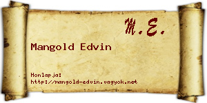 Mangold Edvin névjegykártya